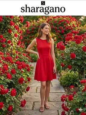 Sharagano Red Sleeveless A-Line Mini Dress
